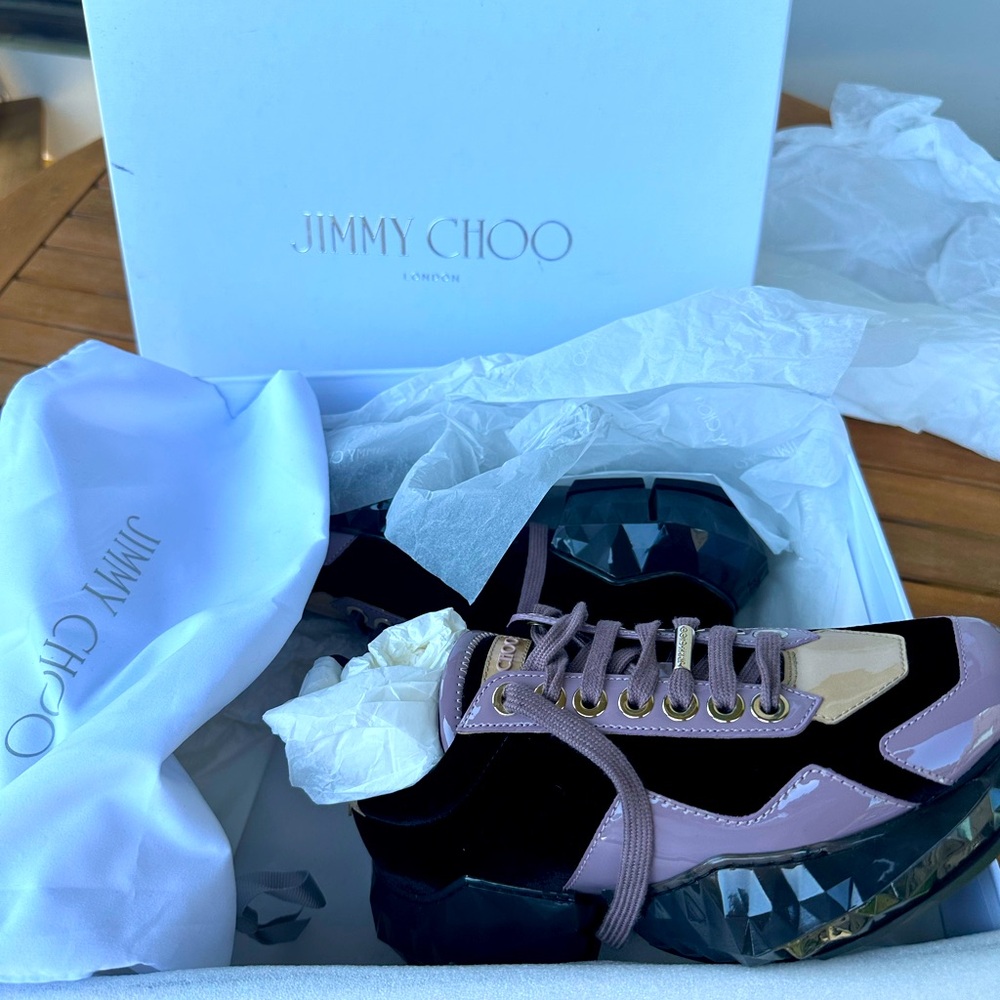 Jimmy Choo Black and Pink Sneakers
